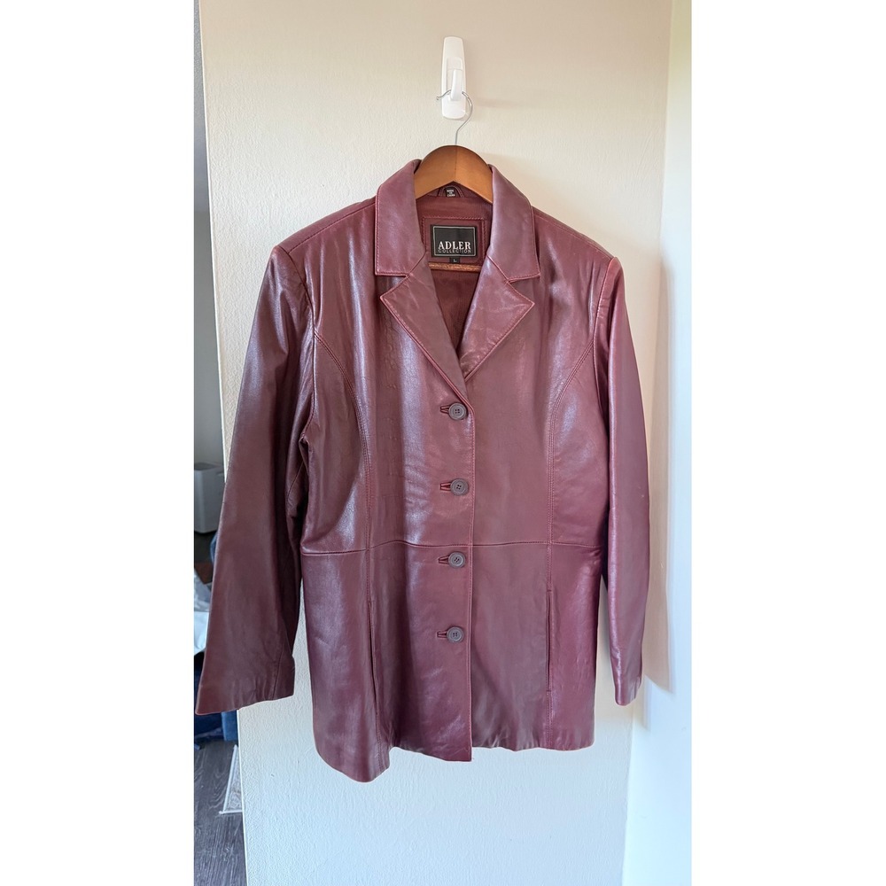 Vintage Adler Collection Burgundy New Zealand Lambskin Leather Blazer Jacket L